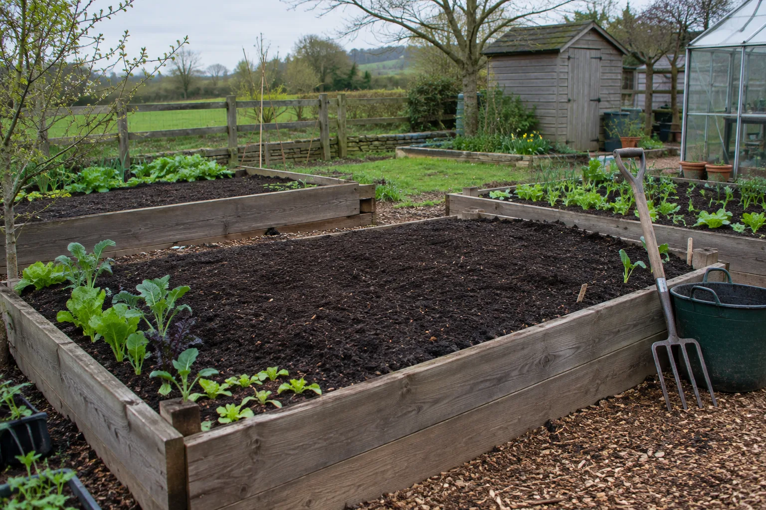 Une main presse une poignée de terre de potager pour en vérifier l’humidité au printemps.